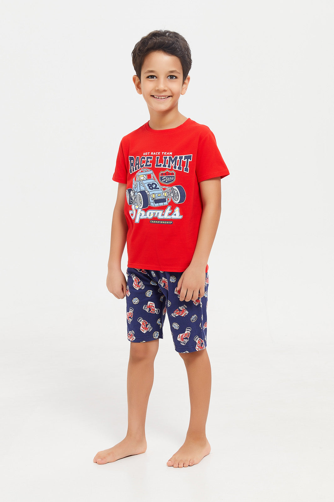 Buy Boys Red And Navy Racer Print Pyjama Set 2 Piece 126776040 in Qatar REDTAG