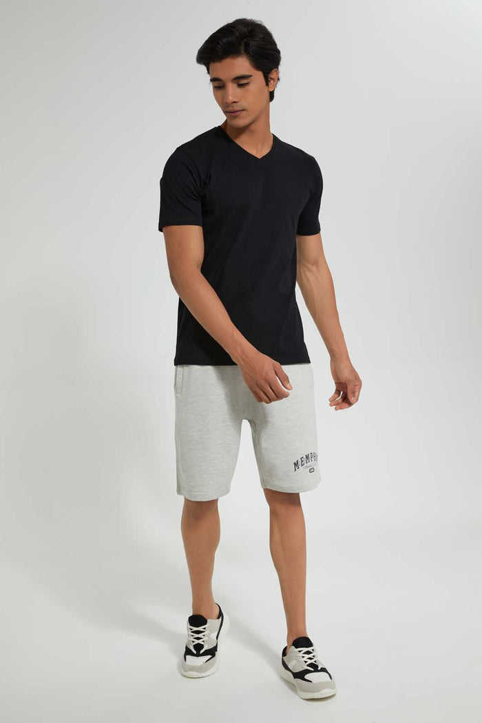 Redtag-Black-V-Neck-Basic-T-Shirt-V-Neck-Tees-Men's-