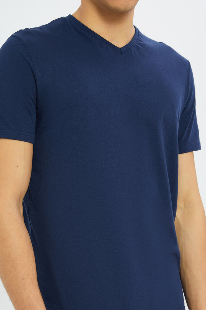 Redtag-Navy-V-Neck-Basic-T-Shirt-365,-Category:T-Shirts,-Colour:Navy,-Deals:New-In,-Dept:Menswear,-Filter:Men's-Clothing,-H1:MWR,-H2:GEN,-H3:TSH,-H4:TSH,-Men-T-Shirts,-Non-Sale,-Promo:TBL,-Season:365,-Section:Men,-TBL-Men's-