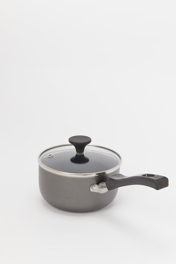 Redtag-Black-Aluminum-Non-Stick-Sauce-Pan-With-Glass-Lid-(12Cm)-365,-Category:Pans,-Colour:Black,-Deals:New-In,-Filter:Home-Dining,-H1:HMW,-H2:DIN,-H3:COO,-H4:PAP,-HMW-DIN-Cookware,-New-In-HMW-DIN,-Non-Sale,-Season:365,-Section:Homewares,-Style:MINIATURE-Home-Dining-