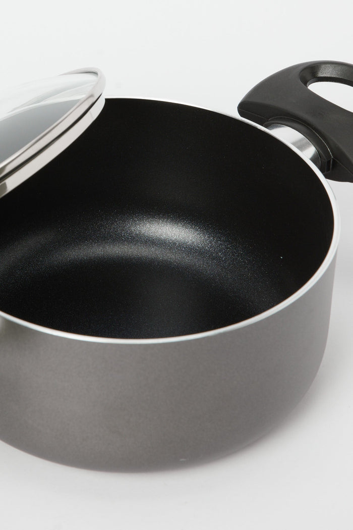 Redtag-Black-Aluminum-Non-Stick-Dutch-Oven-With-Glass-Lid-(18Cm)-365,-Category:Pans,-Colour:Black,-Deals:New-In,-Filter:Home-Dining,-H1:HMW,-H2:DIN,-H3:COO,-H4:PAP,-HMW-DIN-Cookware,-New-In-HMW-DIN,-Non-Sale,-Season:365,-Section:Homewares,-Style:NON-STICK-Home-Dining-