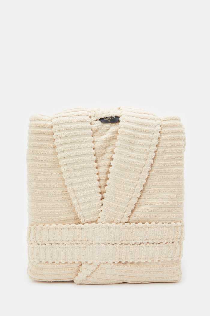 Redtag-Beige-Ribbed-Bathrobe-Category:Robes,-Colour:BEIGE,-Deals:New-In,-H1:HMW,-H2:BAC,-H3:RBS,-H4:RBS,-HMW-BAC-Robes,-HMWBACRBSRBS,-New-In-HMW-BAC,-Non-Sale,-ProductType:Bathrobes,-SD50,-Season:W23A,-Section:Homewares,-W23A-Home-Bathroom-