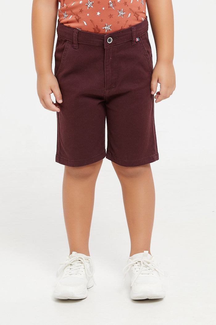 Buy Boys Burgundy Chino Short 126275907 in Qatar REDTAG