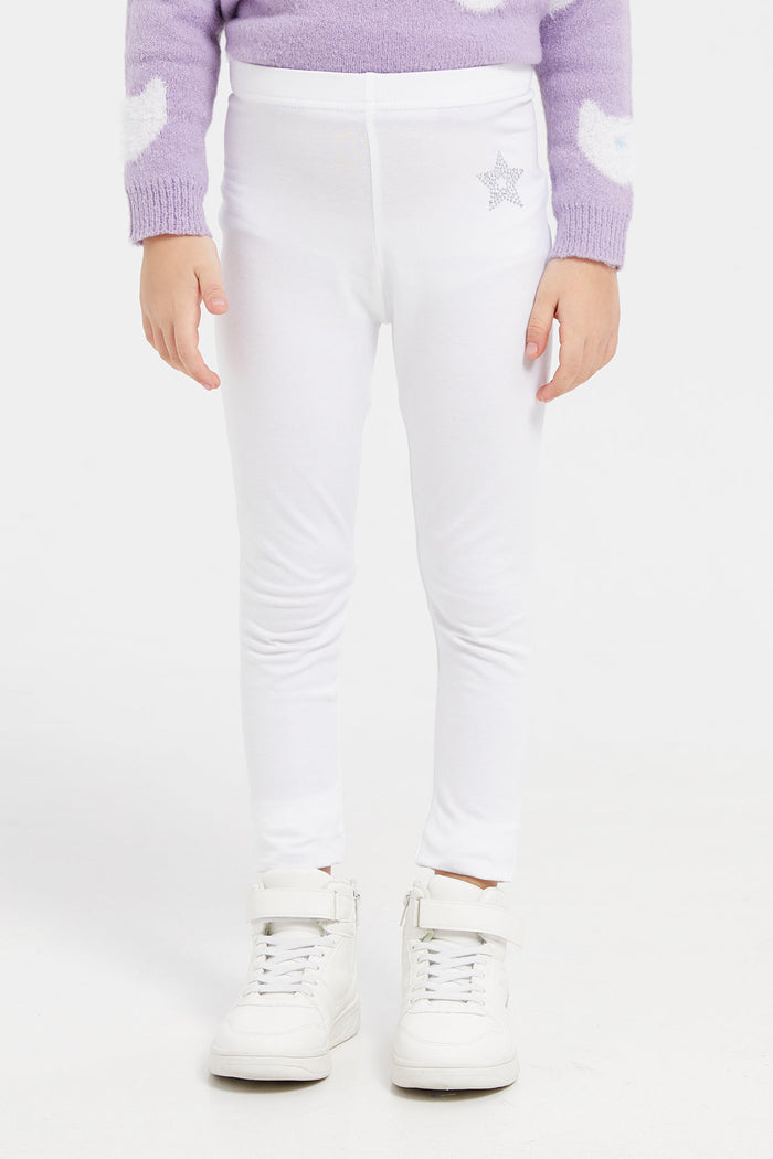 Redtag-white-leggings-127358000--Girls-2 to 8 Years