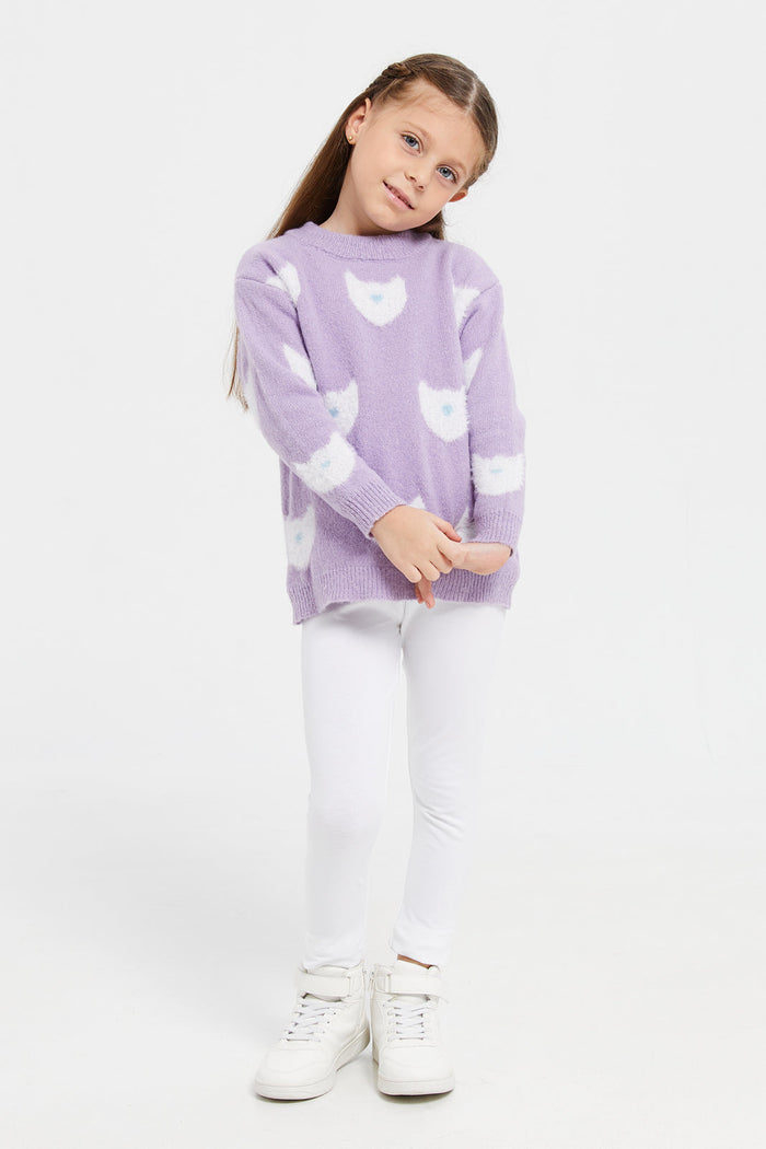 Redtag-white-leggings-127358000--Girls-2 to 8 Years